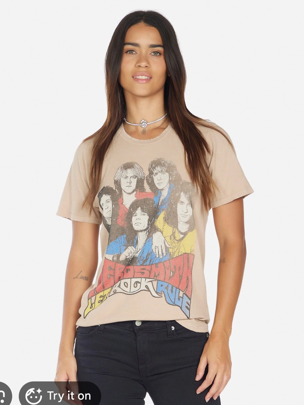 Lauren Moshi Sand Dune Vintage Aerosmith Graphic Tee